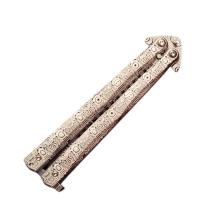 Joker JKR0644 „Butterfly“ drugelio tipo peilis, 11 cm, aliuminio rankena, damasko raštas