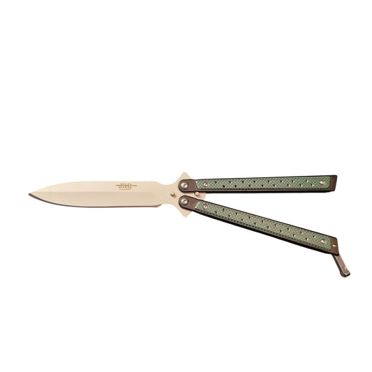 JKR 0642 drugelio tipo (Balisong) peilis 3Cr13, 10,5 cm