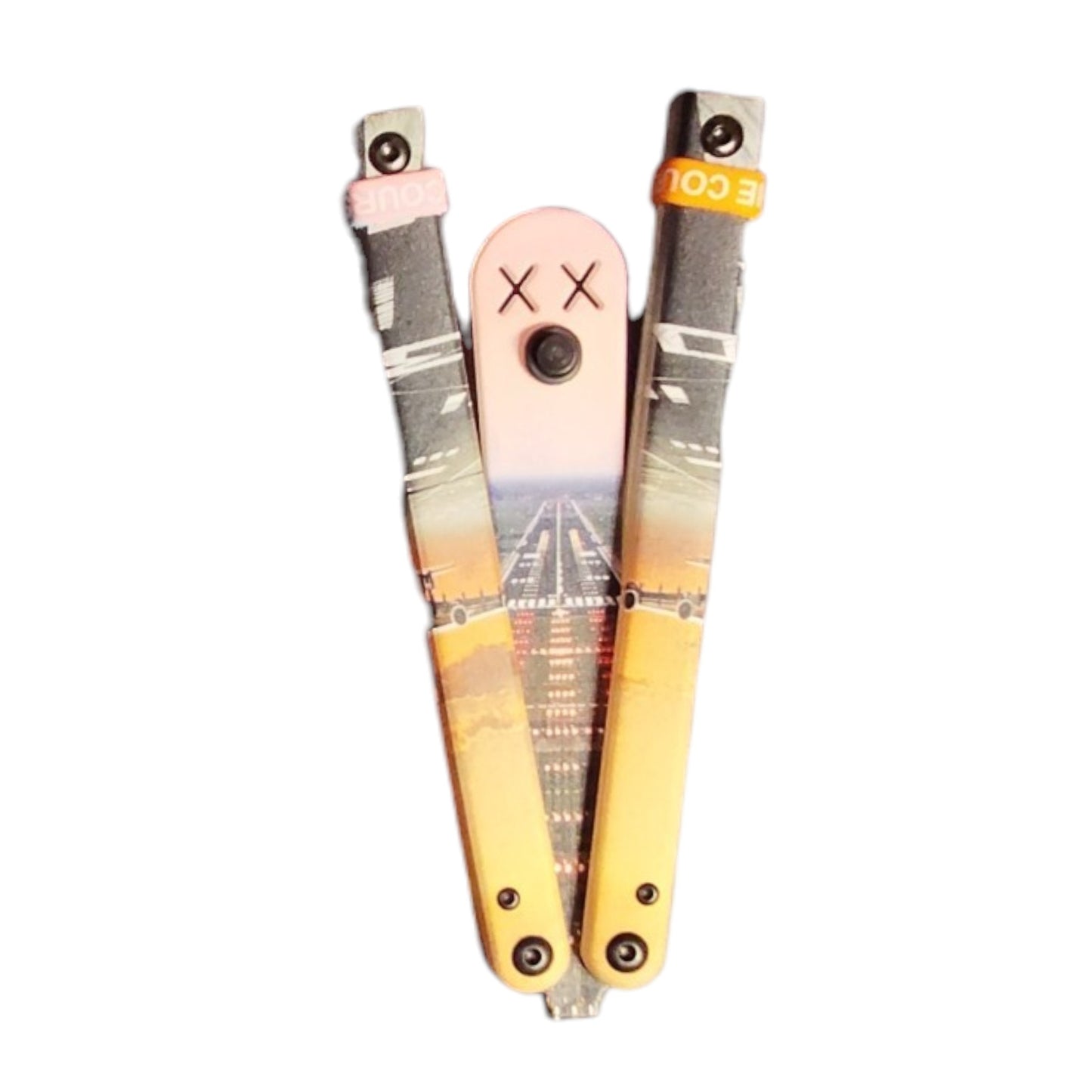 JKR 0848 drugelio tipo (Balisong) peilis, 11 cm, plastikinė rankena, lengvas