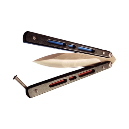 JKR 0767 drugelio tipo (Balisong) peilis, 10 cm, lengvas EDC