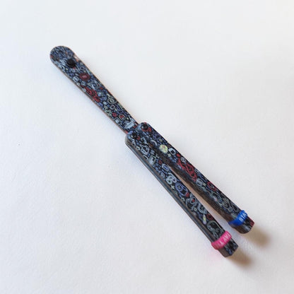 JKR 0850 drugelio tipo (Balisong) treniruočių peilis, 11 cm, plastikinis, lengvas