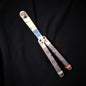 JKR 0846 drugelio tipo (Balisong) treniruočių peilis, 11 cm, plastikinis, lengvas