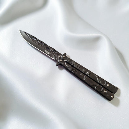 JKR0827 Juodas drugelio tipo peilis, 10 cm