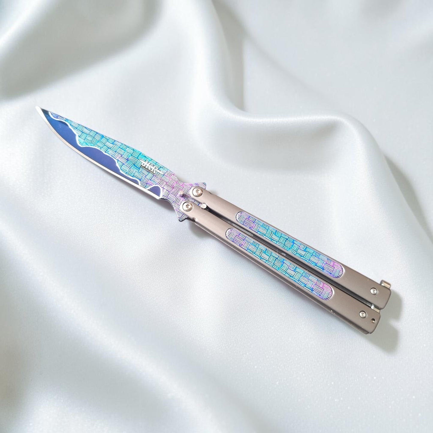 JKR0701 drugelio tipo peilis (balisong), 10,8 cm