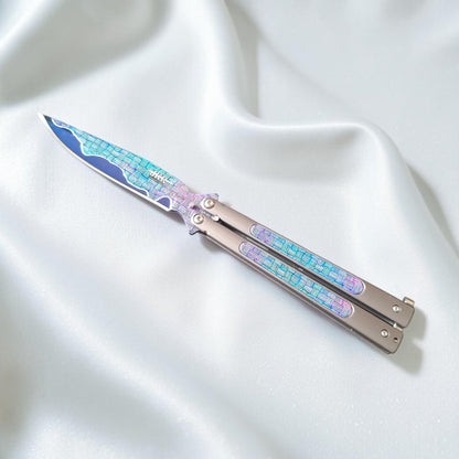 JKR0701 drugelio tipo peilis (balisong), 10,8 cm