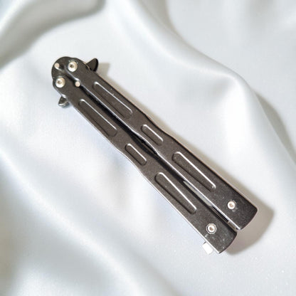 JKR493 drugelio formos sulankstomas peilis, 10 cm, juodas