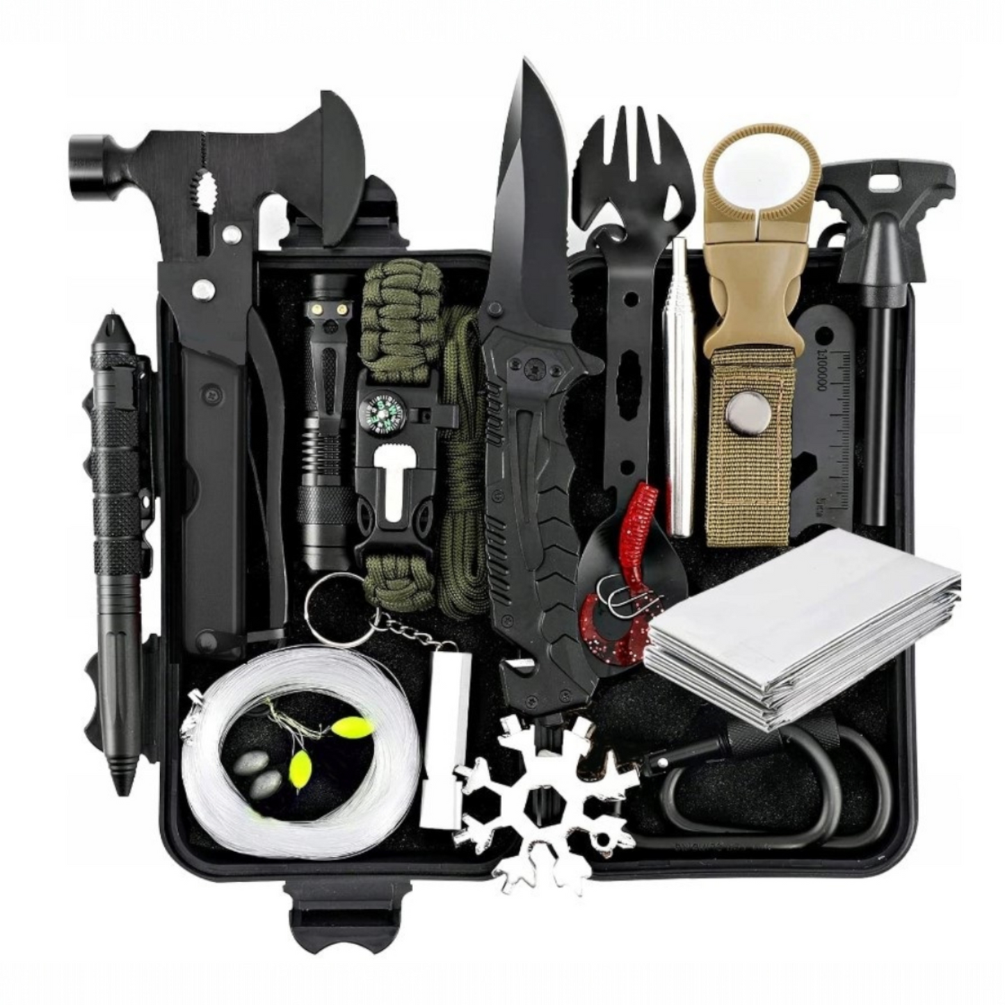 IŠGYVENIMO RINKINYS XL 62-in-1 – Išplėstinis Daugiafunkcinių Įrankių Komplektas