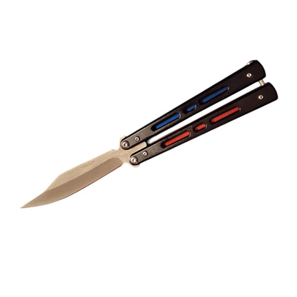 JKR 0767 drugelio tipo (Balisong) peilis, 10 cm, lengvas EDC