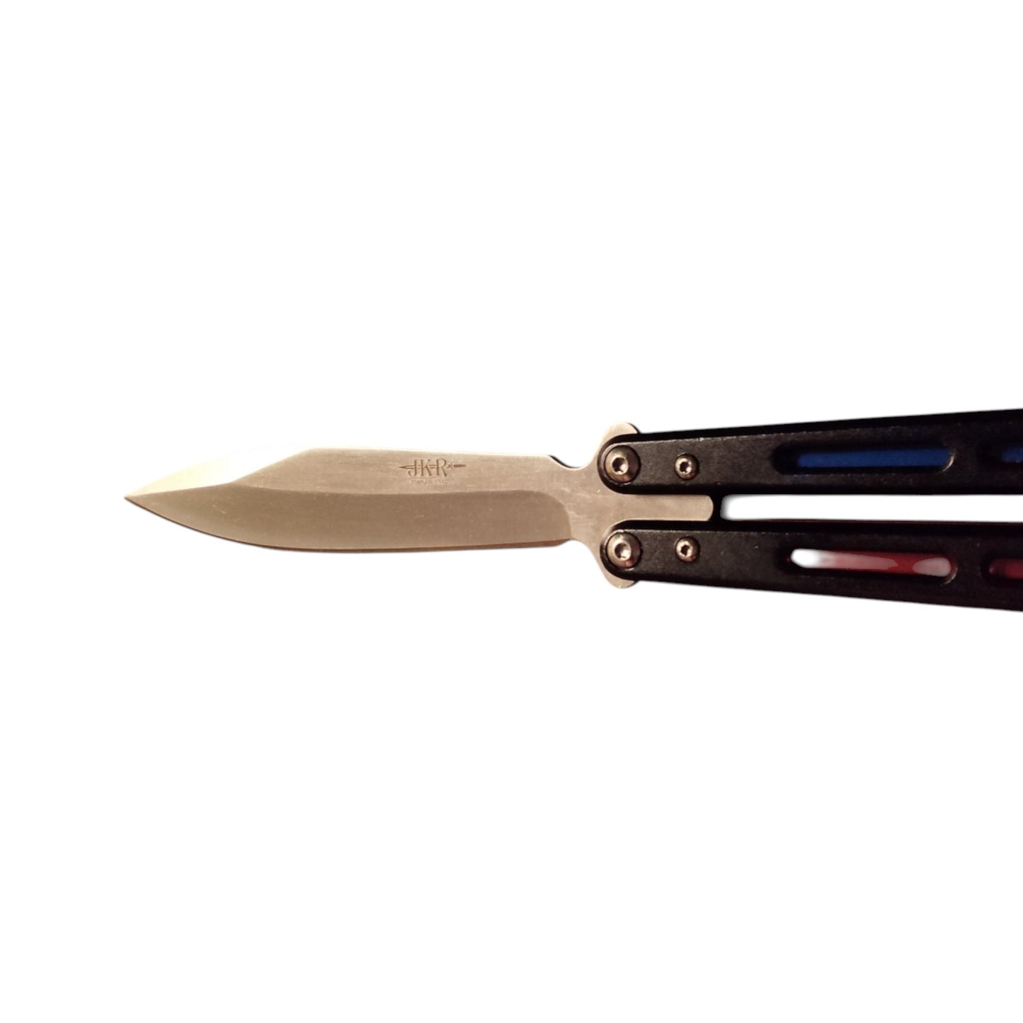 JKR 0767 drugelio tipo (Balisong) peilis, 10 cm, lengvas EDC