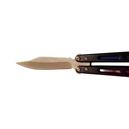 JKR 0767 drugelio tipo (Balisong) peilis, 10 cm, lengvas EDC