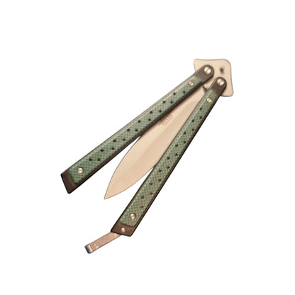 JKR 0642 drugelio tipo (Balisong) peilis 3Cr13, 10,5 cm