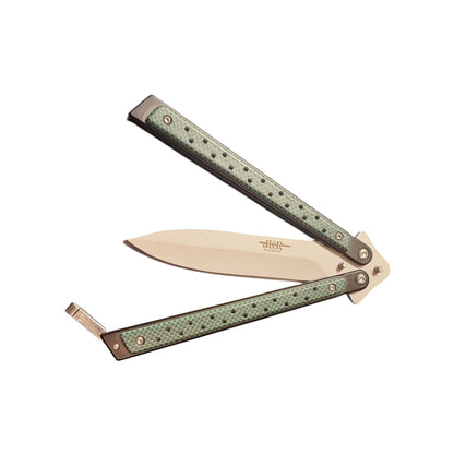 JKR 0642 drugelio tipo (Balisong) peilis 3Cr13, 10,5 cm