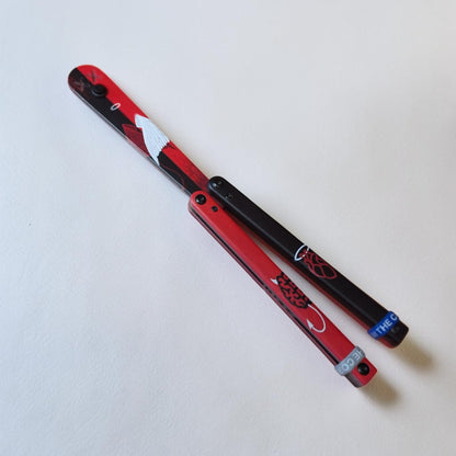 JKR 0849 drugelio tipo (Balisong) treniruočių peilis, 11 cm, plastikinis, lengvas