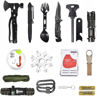 IŠGYVENIMO RINKINYS XL 62-in-1 – Išplėstinis Daugiafunkcinių Įrankių Komplektas