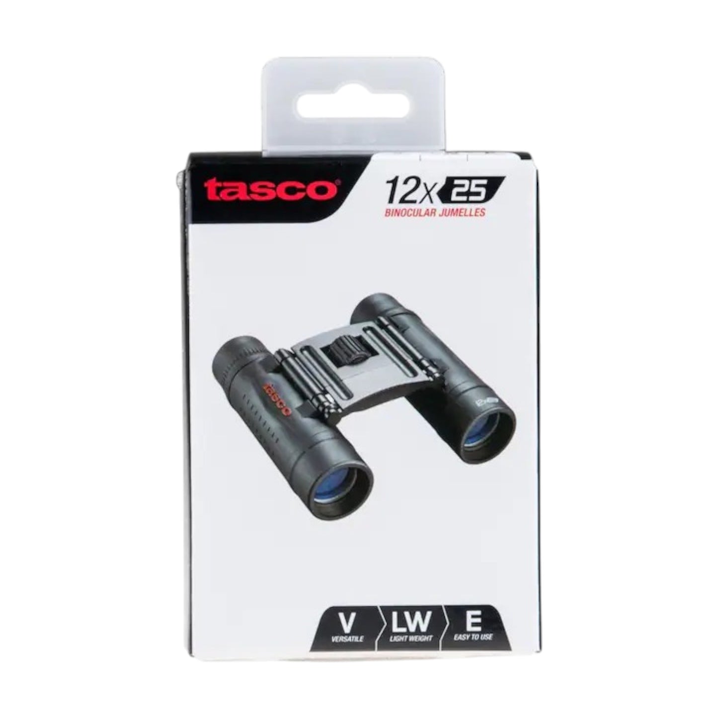 „Tasco Essentials 12x25“ juodi žiūronai – puikus pasirinkimas kelionėms ir lauko veikloms